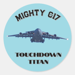Sticker Rond Puissant C-17, Touchdown Titan