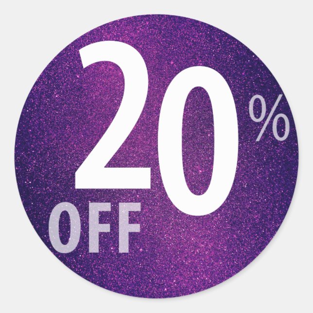 Sticker Rond Puissant panneau de 20 % DE RÉDUCTION SUR VENTE |  (Devant)