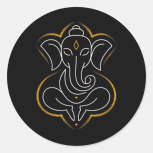 Sticker Rond Puja Ganesha hindou Dieu éléphant Inde Méditation