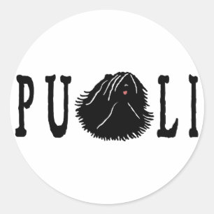 Sticker Rond Puli Dog avec texte Puli