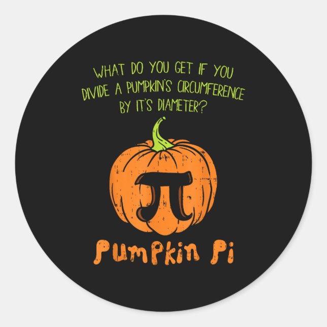 Sticker Rond Pumpkin E Math Shirt Funny Halloween Thanksgiving  (Devant)