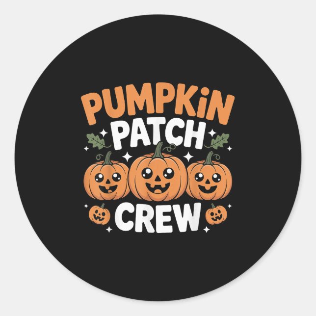 Sticker Rond Pumpkin Patch Crew Matching Family Fall Autumn  (Devant)