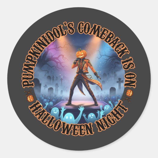 Sticker Rond Pumpkinidol Halloween Concert Fans de fantômes Éff (Devant)