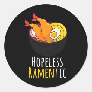 Sticker Rond Pun à nouilles Kawaii Ramen Ramento sans espoir