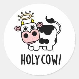 Sticker Rond Pun animal mignon de vache Sainte