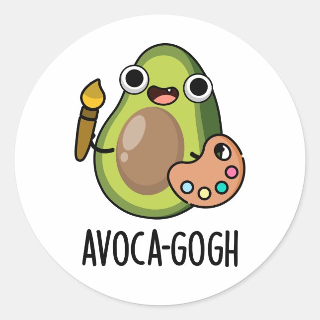 Sticker Rond Pun Artiste Avoca-gogh Funny Avocado (Devant)