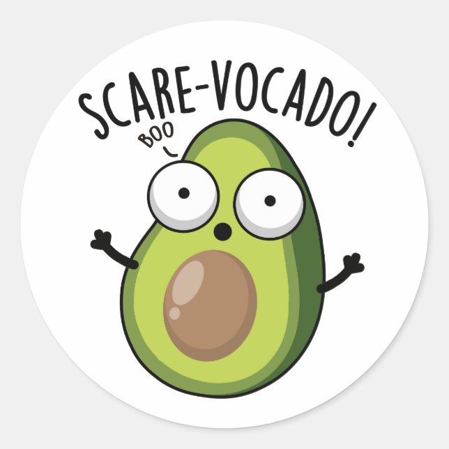 Sticker Rond Pun d'Avocado amusant Scare-vocaco (Devant)