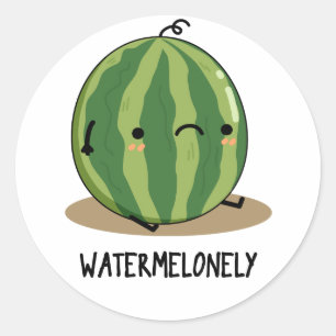 Sticker Rond Pun de fruits de pastèque amusant