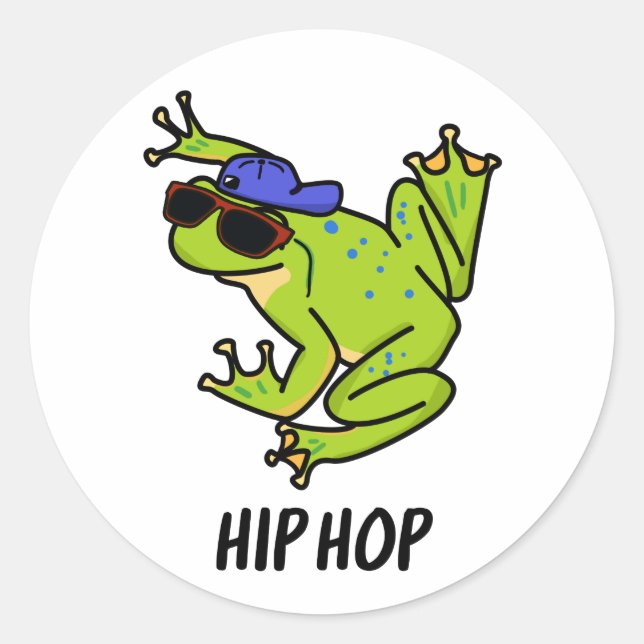 Sticker Rond Pun de grenouille sautante drôle de Hip Hop (Devant)