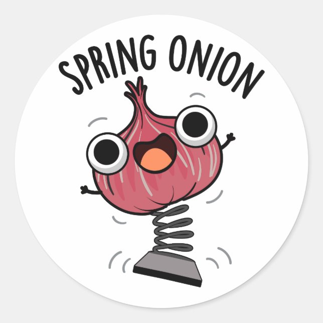 Sticker Rond Pun de légumes amusant à l'oignon de printemps (Devant)
