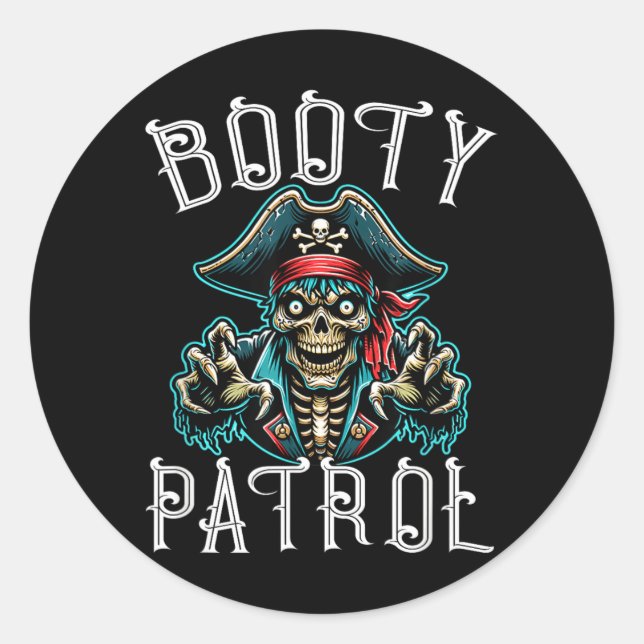 Sticker Rond Pun de pirate amusant - Patrouille de butin (Devant)