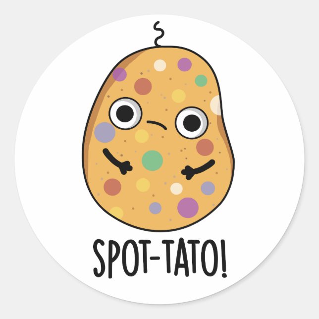 Sticker Rond Pun de pommes de terre drôle tato-tache (Devant)