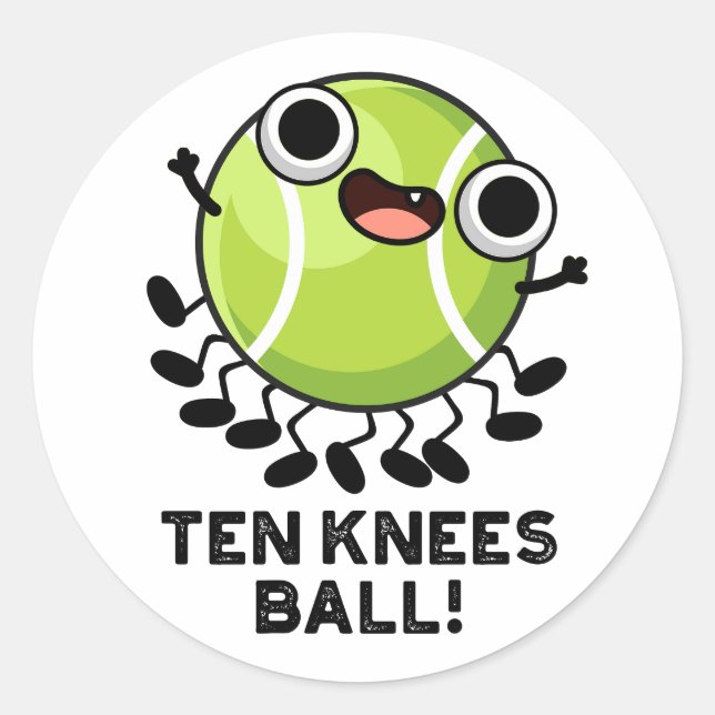 Sticker Rond Pun De Tennis Drôle À Dix Knees Ball (Devant)