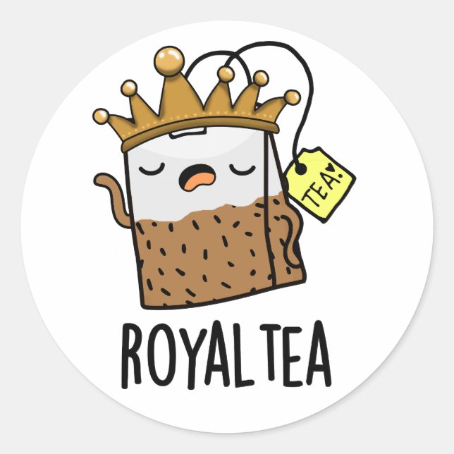 Sticker Rond Pun de thé amusant Royal tea (Devant)