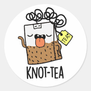 Sticker Rond Pun de thé Knot-tea drôle