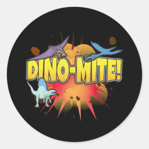 Sticker Rond Pun Dino-mite Dinosaure Lover Dynamite