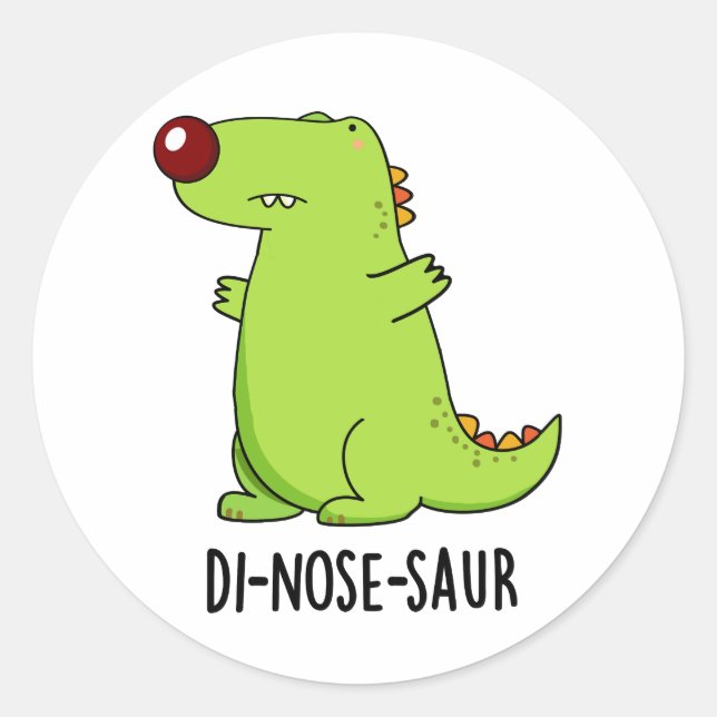 Sticker Rond Pun Dinosaure Dinosaure Drôle (Devant)