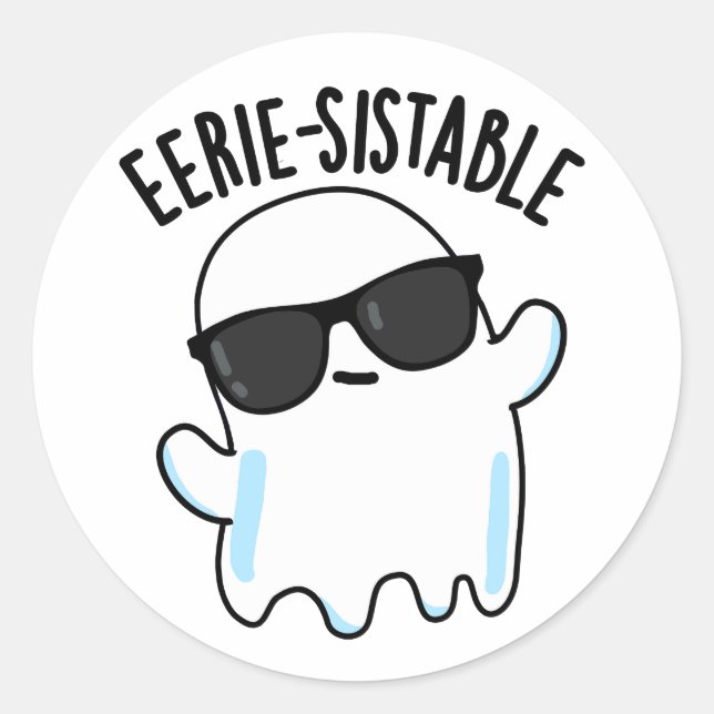 Sticker Rond Pun Fantôme Funny Eerie durable (Devant)