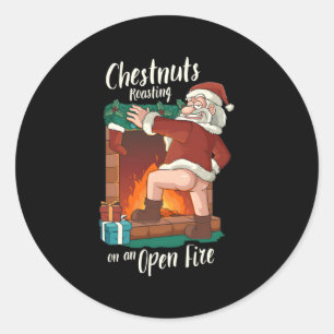 Sticker Rond Pun nu Père Noël Rude Pun Roasting Nutriments