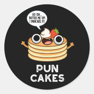 Sticker Rond Puncakes Drôle Pancake Pun Dark BG