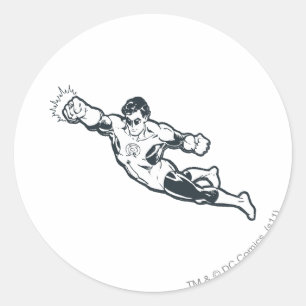 Sticker Rond Punches de lanterne verte BW