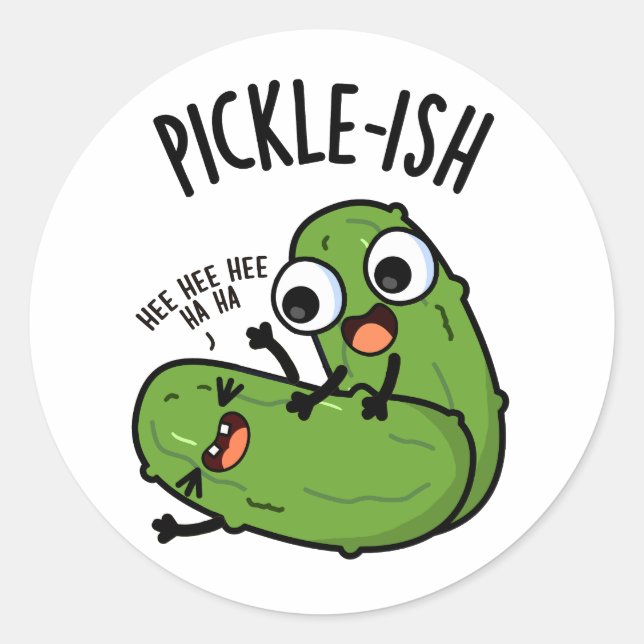 Sticker Rond Puns de Pickle drôles et chatouilleux (Devant)