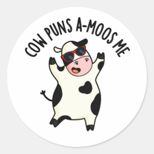 Sticker Rond Puns de vache Amoos Me Drôle Pun de vache