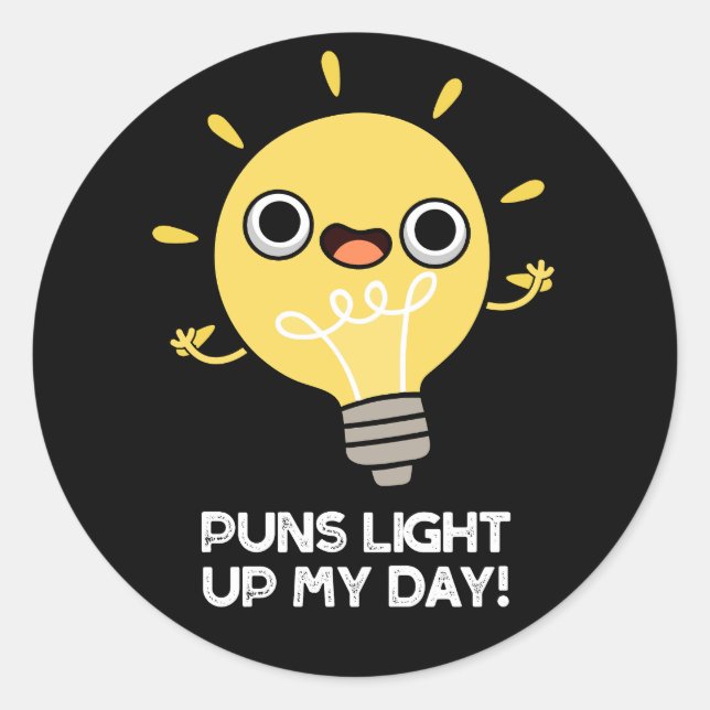 Sticker Rond Puns Éclairer Ma Journée Amusante Lumière Puce Jeu (Devant)
