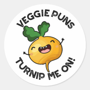 Sticker Rond Puns Veggie Turnip Me Sur Pun Vegetable Drôle