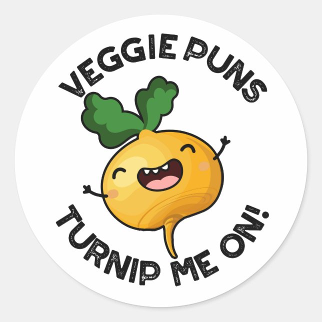Sticker Rond Puns Veggie Turnip Me Sur Pun Vegetable Drôle (Devant)