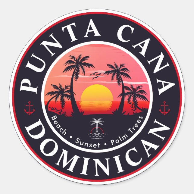 Sticker Rond Punta Cana Dominicaine Voyage Famille Vacances Cou (Devant)