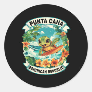 Sticker Rond Punta Cana République dominicaine jolie tortue de