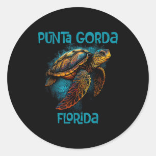 Sticker Rond Punta Gorda Floride Fl Rétro Vintage Plage Mer Tor