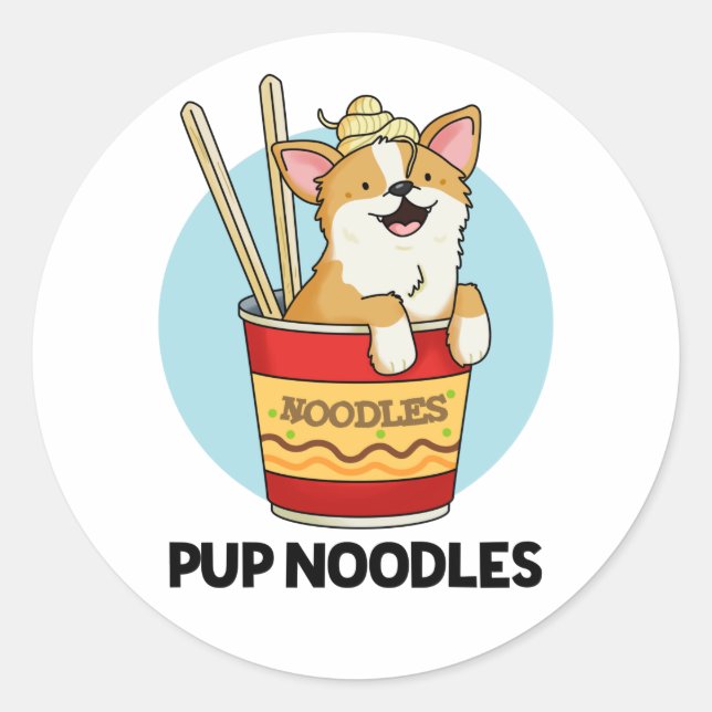 Sticker Rond Pup Noodles Funny Cup Noodles Pun (Devant)