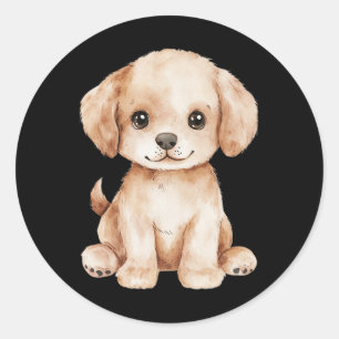 Sticker Rond Puppies Labrador mignonne Papa Maman Retriever Amo