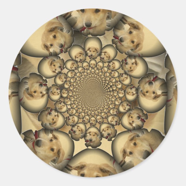 Sticker Rond Puppy Kaleidoscope Art Print (Devant)