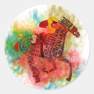 Sticker Rond Pur sang coloré dans la typographie