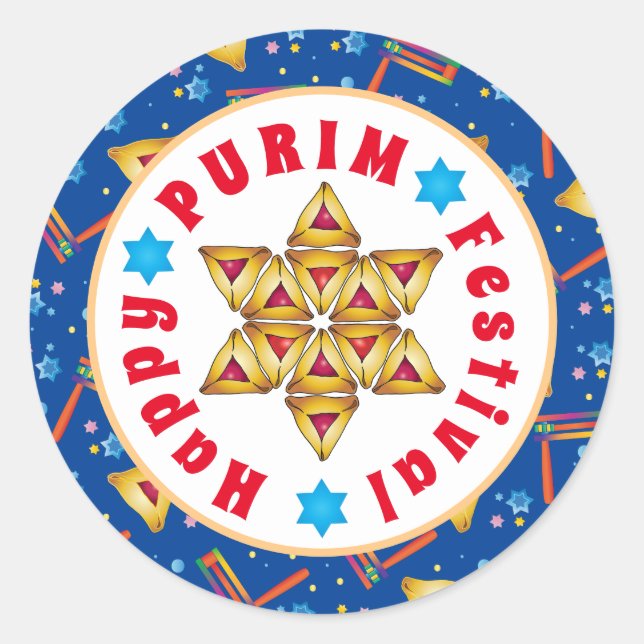 Sticker Rond Purim Festival Juifs cadeaux de vacances Hamantasc (Devant)