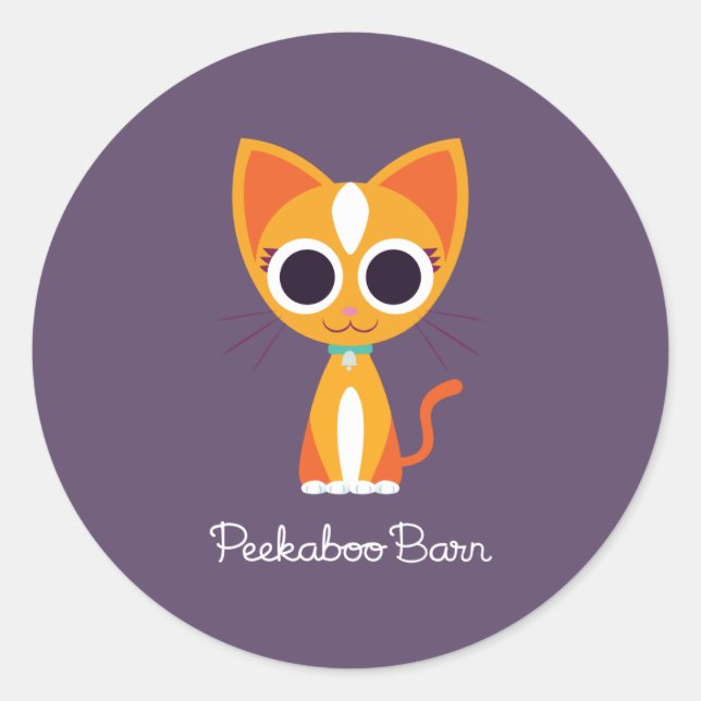 Sticker Rond Purler le chat (Devant)