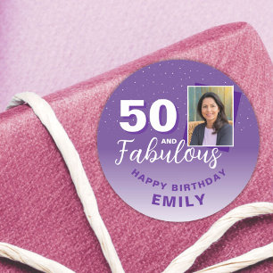 Sticker Rond Purple 50 et fabuleux 50e anniversaire Photo