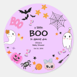 Sticker Rond Purple A Little Boo Jote Baby shower Halloween