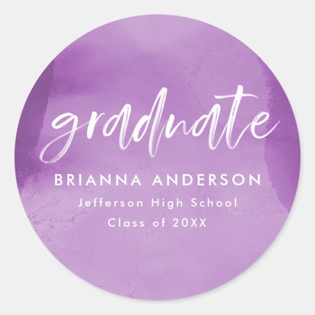 Sticker Rond Purple Aquarelle Laver Graduation (Devant)