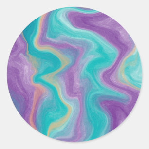 Sticker Rond Purple, Bleu, Or et Turquoise tourbillons paisible