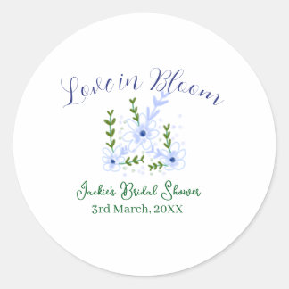 Sticker Rond Purple boho love in Bloom bridal shower name retro