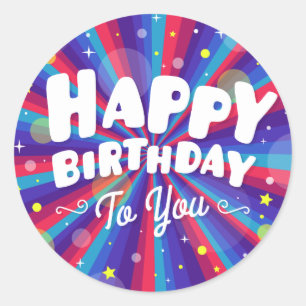 Sticker Rond Purple Color éclate heureux anniversaire pour vous