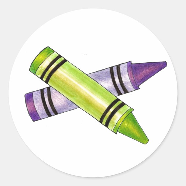 Sticker Rond Purple Crayon Fournitures scolaires Crayons Enseig (Devant)