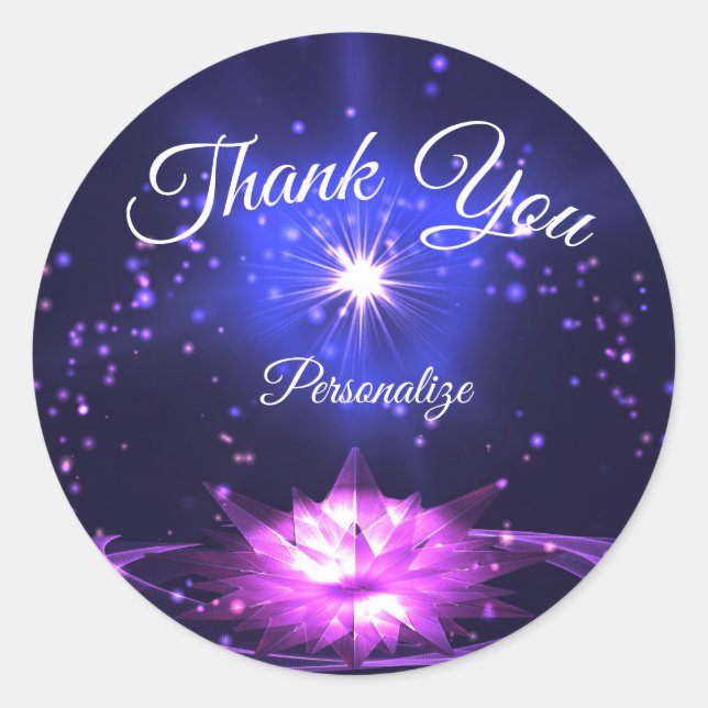 Sticker Rond Purple Cristal Lotus Étoiles De Nuit Personnaliser (Devant)