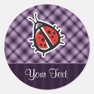 Sticker Rond Purple Cute Ladybug