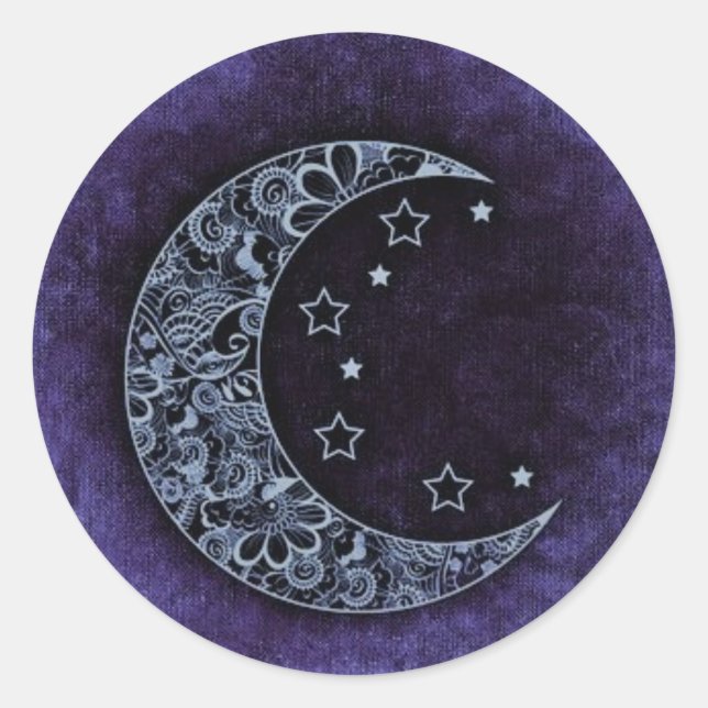 Sticker Rond Purple Denim Moon (Devant)