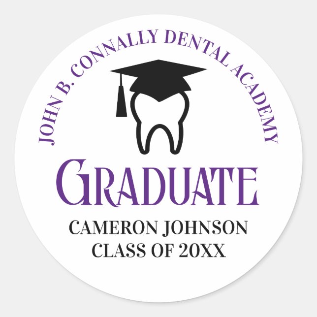 Sticker Rond Purple Dental School Custom Dentist Graduation (Devant)
